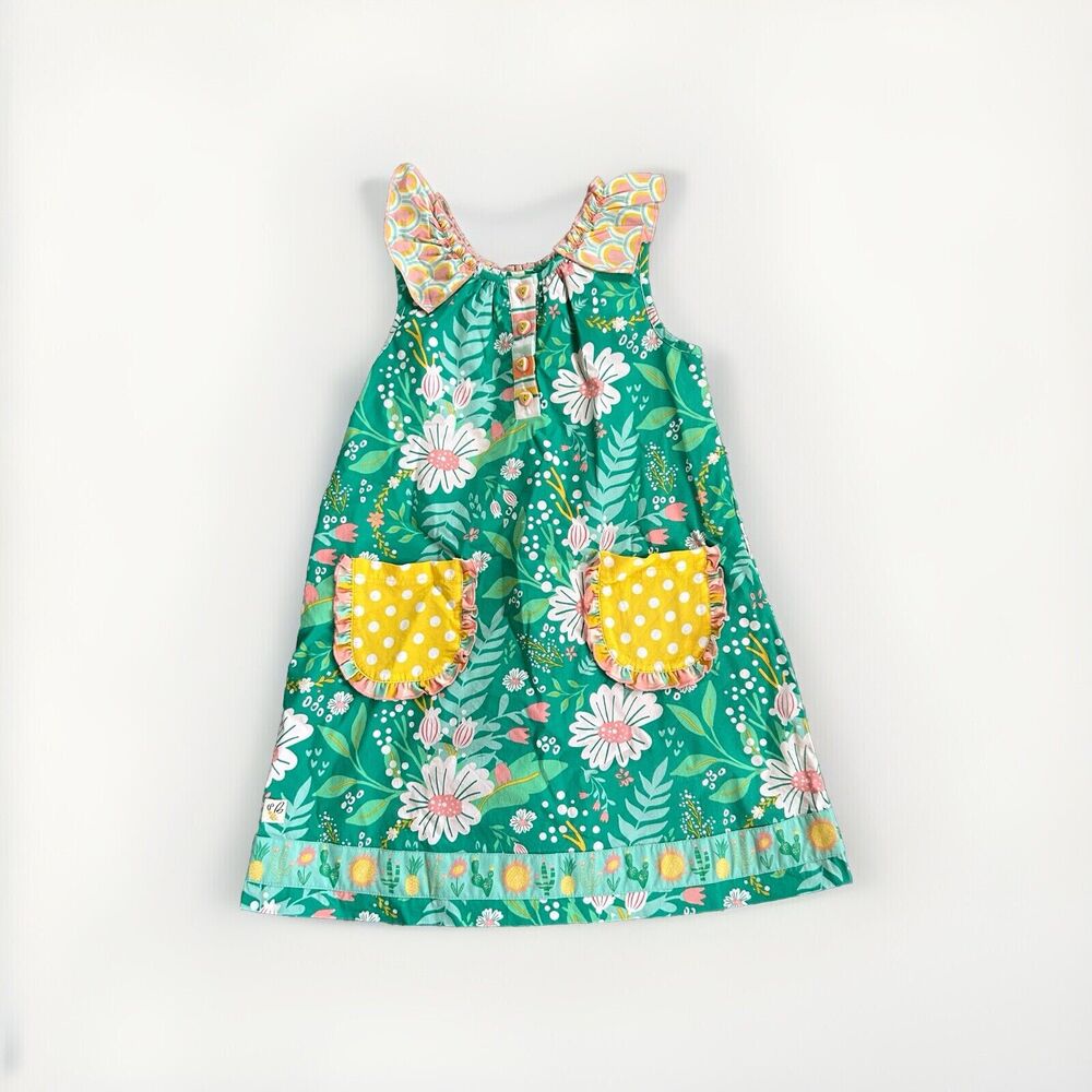 WildFlowers Fizzy Pop Shift Dress Girls Daydream Believer Green 8 Polka Dot Fern